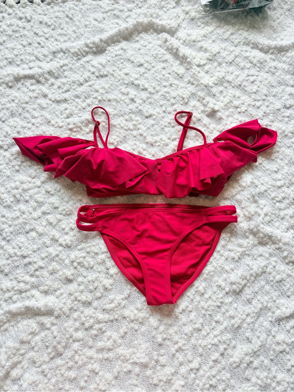 Raspberry Ruffle Bikini – Size M | Coquette • Beachy Y2K Swim Feminine Ruffle